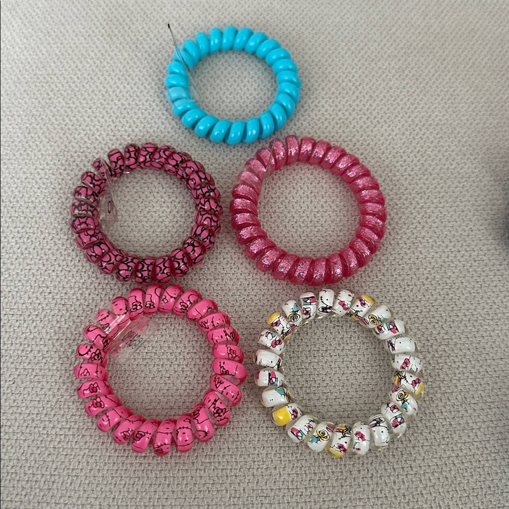 SANRIO SET OF 5 COILED PONYTAIL HOLDERS NWT